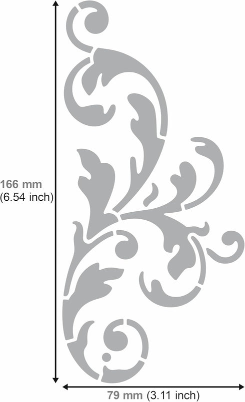 Aleks Melnyk No.349 Metal Stencil, Swirls, Ornaments, Flowers Vine, Patterns, Border, Small Stencil, 1 PC, Template for Wood Burning, Engraving, C...