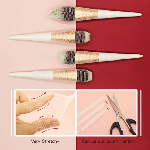 Makeup Brush Covers for Travel, Makeup Brush Protector for Cosmetic Brushes, Expandable Mesh Covers for Brushes, 60 PCS...