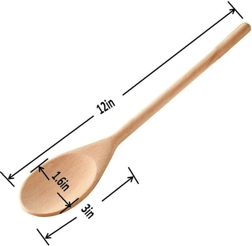 Kitchen Wooden Spoons Mixing Baking Serving Utensils Puppets 12 In - 12 Pack...
