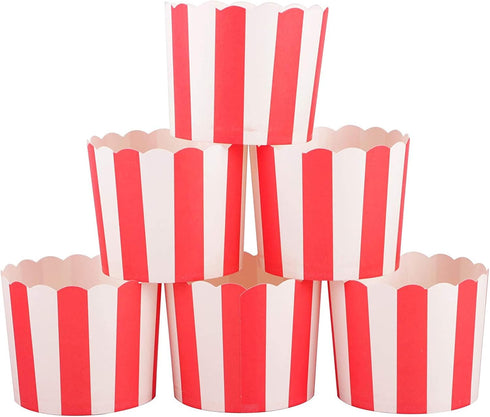 Webake 50pcs Full Size 6oz Paper Baking Cups Red Cupcake Liners Paper Snack Cups for Popcorn Cupcake Muffin Case Cupcake Bath Bomb, for Movie Part...