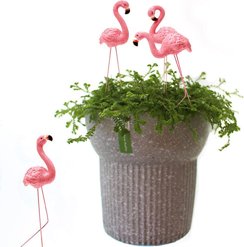 Pink Flamingo Yard Ornament Stakes, 4pcs Mini Lawn Plastic Flamingo Statue with Metal Legs for Sidewalks, Outdoor Garden, Luau Party, Tropical Par...