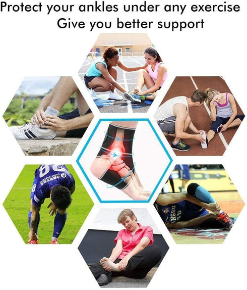 Ankle Brace Support Adjustable Breathable Elastic Nylon Material Fit for Most Size Use for Sports (Blue 1pcs)...