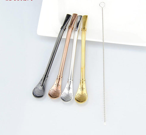 Hihelp 4 PCS Stainless Steel Straws Yerba Mate Bombilla Drinking Straws Free Cleaning Brush Include, Colorful, 6 Piece Set...