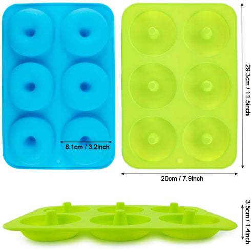 BAKHUK Donut Pan, 2pcs NonStick Silicone Donut Molds for Baking, 6 Full-Size Doughnuts, Easy Clean and Dishwasher Microwave Safe...