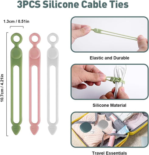 3PCS Silicone Headphone Organizer with 3PCS Silicone Cable Ties, Abnaok Data Cable Storage Case, Portable Wired Headphone Organizer Reusable Cable...
