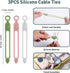 3PCS Silicone Headphone Organizer with 3PCS Silicone Cable Ties, Abnaok Data Cable Storage Case, Portable Wired Headphone Organizer Reusable Cable...