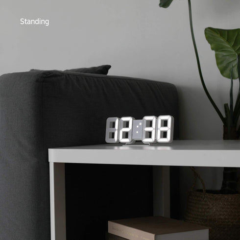 mooas 3D Pure Mini White LED Clock, Multi-Function LED Clock (Calendar, Alarm, Temperature) (8.5" White Table Alarm Clock)...