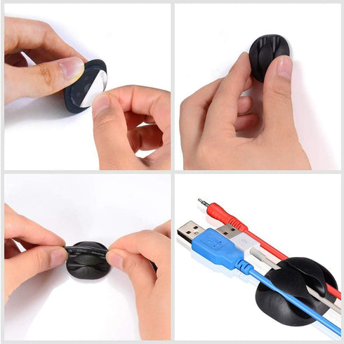 24 Pieces Adhesive Cable Clips Viaky Wire Management Desk Cable Organizer Cord Clips Cable Holder Clamps - Home, Office, Cubicle, Car, Nightstand,...