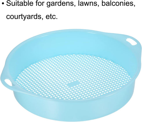 MECCANIXITY Garden Sifting Pan, Round Potting Sieve Plastic Mesh Filter Soil Screen Gardening Tool for Garden Yard, Blue 2 Pack...