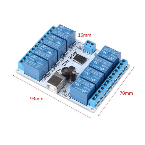 8-Channel 12V USB Relay Board, 8-Channel 12VDC Type-B USB Relay Board Module Controller for Automation Robotics...