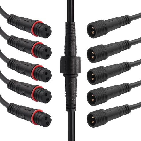 mxuteuk 6 Pairs 22AWG 2 Pin Electrical Connector,5.87in/15cm Wire Waterproof Male Female Connector,for LED Strip,Car,Truck,Boat...