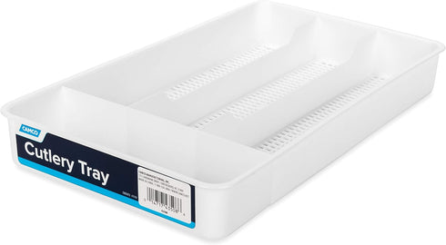 Camco 43508 Cutlery Tray - Designed for RV and Compact Kitchen Drawers - Easily Organize and Store Kitchen Flatware - White...