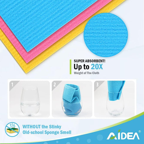 AIDEA Swedish Dishcloths for Kitchen-20PK, Reusable Paper Towels, Kitchen Washcloths Dish Rags, Eco-Friendly No Odor Reusable Cleaning Cloths for ...