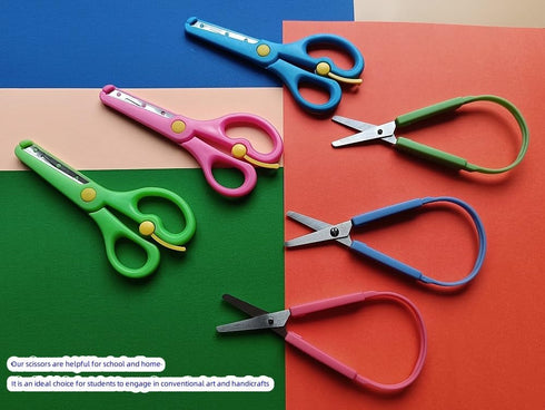 Loop Scissors for Children and Teens,Preschool Training Scissors,Children Safety Scissors,Easy-Open Squeeze Handles, For Special Needs (6-Pack)...