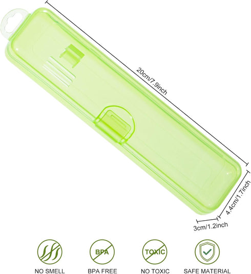 Toothbrush Case 2 Packs, Transparent Green Toothbrush Travel Case, Plastic Toothbrush Holder Travel Size, 7.87 x 1.85 x 1.18 inches Portable Tooth...