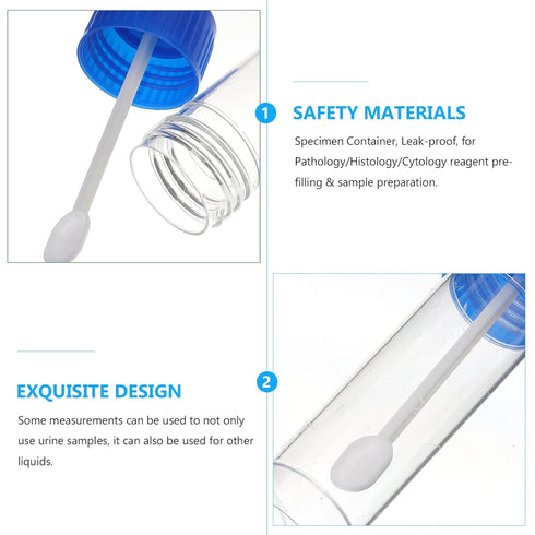 10Pcs Plastic Specimen Cups, 25-30ml Stool Container Sample , Urine Cup with Spoon and Lid for Laboratory...