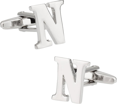 Letter N Cufflinks Monogram Men's Initial Cuff Links with Travel Presentation Gift Box Wedding Groomsmen Groom Party...