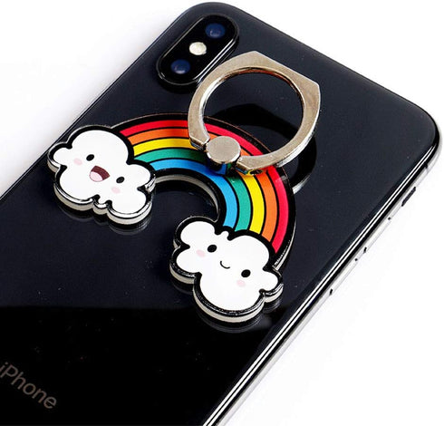 ZOSTLAND Colorful White Smile Cloud Phone Ring,Universal 360°Adjustable Phone Case Finger Grip Stand Holder Desk Stent Mount Car Hook Compatible w...