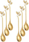 Gold Leaf Coffee Spoon Set of 6, Ice-Cream Tea Stirring Spoons 4.7 Inches Retro Dessert Demitasse Espresso Spoons Stainless Steel Mini Cutlery Kit...