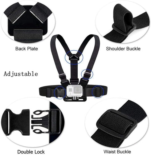 VVHOOY Action Camera Accessories Head Strap Mount Chest Harness Compatible with AKASO EK7000 Brave 4 Brave 7 LE V50X Native/GoPro HERO 13 12 11 10...