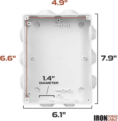 Iron Forge Cable Outdoor Electrical Junction Box Plastic, 8 x 6 Inch Waterproof Box, Weatherproof Plastic Box with Cover for Electronics, Electric...