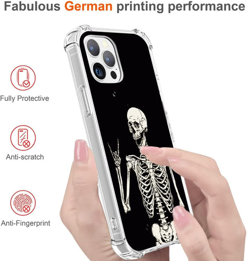 Hungo Case for iPhone 13 Pro Max Skull Design, Soft TPU Cover Heavy Duty Protection Wireless Charging Compatible with iPhone 13 Pro Max Funny Skul...