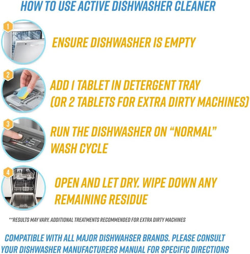 Dishwasher Cleaner And Deodorizer Tablets - 24 Pack Deep Cleaning Descaler Pods for Dish Washer Machine, Heavy Duty, Septic Safe, Natural Limescal...