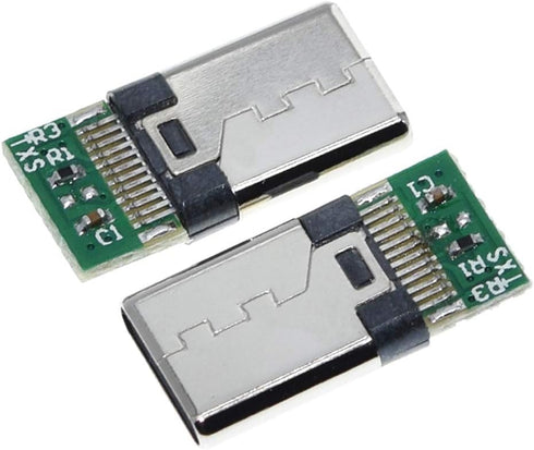 10PCS USB 3.1 Type C Connector 24 Pins Male Plug Socket Receptacle Adapter to Solder Wire & Cable 24P PCB Board Support Module...