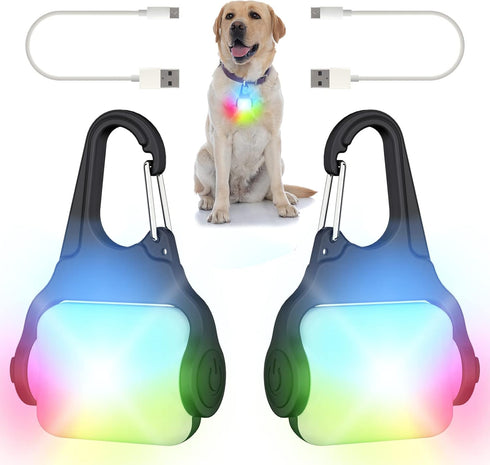 Dog Lights for Night Walking – Color Changing Dog Collar Light, 4 Modes Rechargeable Dog Light, IP65 Waterproof Dog Walking Light, Dog Flashlight ...