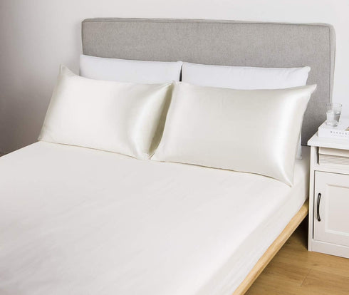 Lanest Housing Satin-Silk Pillowcase Queen, White Satin Pillowcase for Hair and Skin, Breathable, Super Soft, Cooling Pillow case Queen-Standard S...