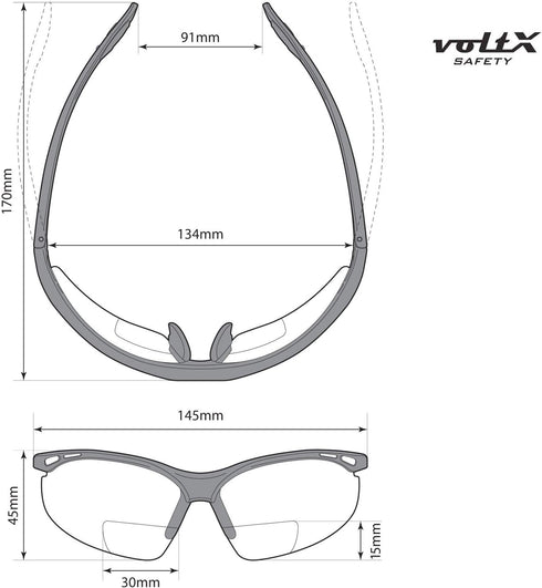 voltX 'CONSTRUCTOR' BIFOCAL Reading Safety Glasses (YELLOW +1.5 Dioptre) ANSI Z87.1+ & CE EN166F, certified/Cycling Sports Glasses includes safety...