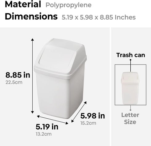 Small Trash can with lid 2 Liter/ 0.5 Gallon Mini wastebasket for Countertop, Coffee Area, Bathroom, Office & Home, Kitchen, Bedroom - White...