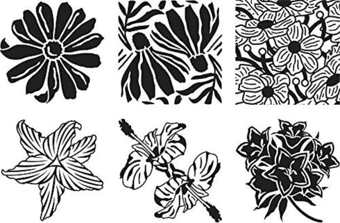 Cedar Canyon Textiles Text CCT4004 Plastic Artist's Paintstiks Rubbing Plate, Garden Flower, 6-Pack...