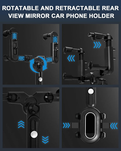 SXhyf Rear View Mirror Phone Holder, 2023 Rotatable and Retractable Car Phone Holder, Universal Car Phone Holder Mount, Cell Phone Holder Car Fit ...