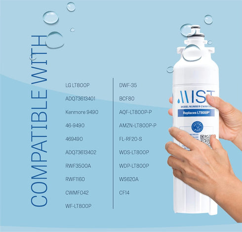 Mist LT800P LG Refrigerator Water Filter, Compatible with LG Water Filter ADQ736134, LG ADQ736134 Water Filter, Kenmore 9490, 46-9490, 469490, ADQ73613402, LG LMXS30776S, LG LSXS26366S, 1 Pack