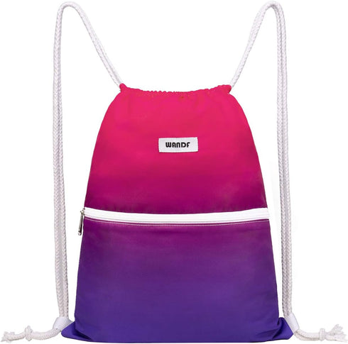 WANDF Drawstring Backpack String Bag Sackpack Cinch Water Resistant Nylon for Gym Shopping Sport Yoga (Red)...