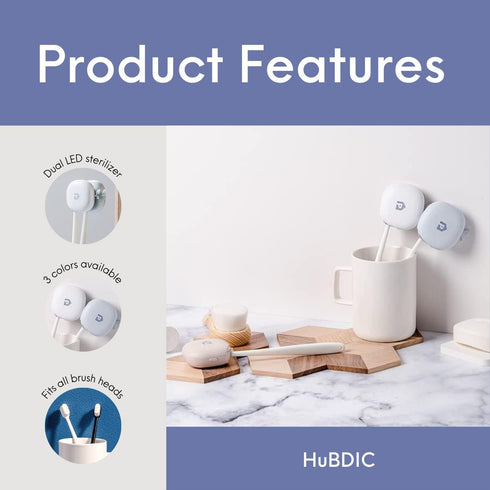 HubiCare Toothbrush Holder, UV-C/UV-A Dual Cleaner for Home, Office, and Travel, USB Rechargeable, Compatible with All Brush Heads, Automatic and ...