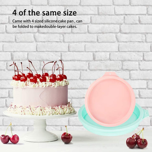 6-Inch Silicone Round Cake Pan Baking Mold, Baking Mold DIY Rainbow Cakes, Non-Stick Silicone, Pack of 4...
