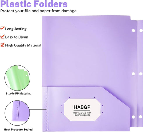 3 Ring Folders with Pockets, 5 Pcs Pastel File Folders with Business Card Holder, Letter Size Plastic Folders Aesthetic Binder Folders for Documen...