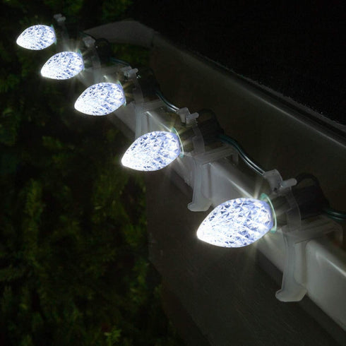 25 Pack C7 Cool White LED Replacement Christmas Light Faceted Bulbs, 0.72W, 2 SMD LEDs in Each Light Bulb, E12 Base, Commercial Grade Replacement ...