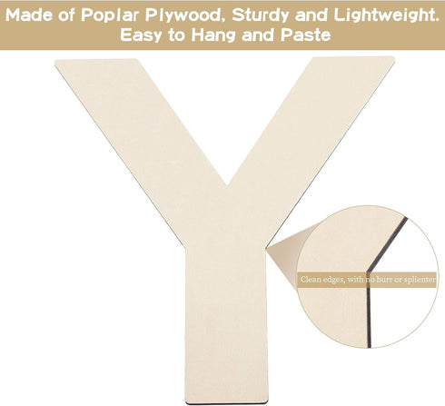 Fuyit Wood Letters Y, 12 Inch Tall 1/4 Inch Thick Blank Unfinished Wooden Letter for DIY Crafts, Painting, Wall Arts, Home & Party Decor...