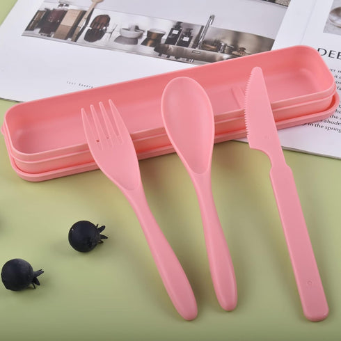 2 Sets Travel Utensils with Case,Reusable Utensils for Lunch Box,Plastic Knives Spoons and Forks Set,Portable Camping Utensil Set Cutlery Set for ...