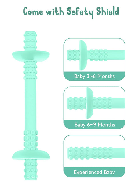 Giftty Teething Tube with Safety Shield Baby Hollow Teether Sensory Toys Gum Massager, Food-Grade Silicone for Infant 3-12 Months Boys Girls, 1 Pa...