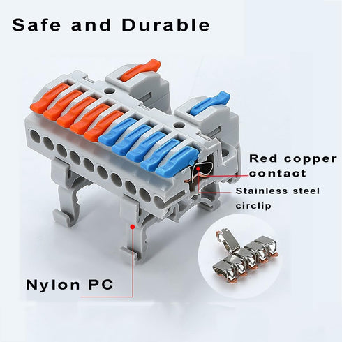 10 Pcs DIN Rail Terminal Blocks?28-12AWG Quick Wiring Cable Connector DIY Push-in Conductor Wire Connectors (2 in 8 Out)...
