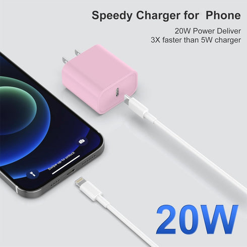Phone Charger, 2 Pack 20W PD USB C Wall Fast Charger Adapter with 2 Pack 6FT Type C to Ligh.tning Cable Compatible for Phone 14 13 12 11 Pro Max X...