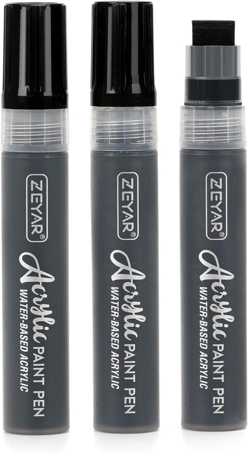 ZEYAR Jumbo Paint Marker Pens, Water Based Acrylic, 15mm Felt Tip, Waterproof and Permanent Ink, Great on Plastic, Posters, Stone, Metal, Glass an...
