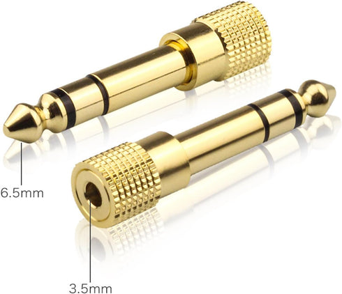 TCPENG® 6.35mm (1/4 inch) Male to 3.5mm (1/8 inch) Female Stereo Audio Jack Adapter for Aux Cable, Guitar Amplifier, Headphone, 2 Pack...