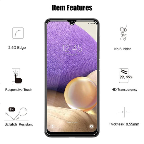 (3+3) For Samsung Galaxy A32 5G (3 Pack) Tempered Glass Screen Protector and (3 Pack) Camera Lens Protector, 9H Hardness, 2.5D, Anti Scratch, HD C...