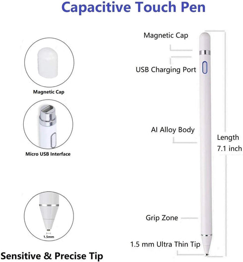 Stylus Pens for Touch Screens, Active Digital Pencil Compatible with iPad/iPad Pro/Air/Mini/iPhone/Other Tablet Drawing&Writing (White)......