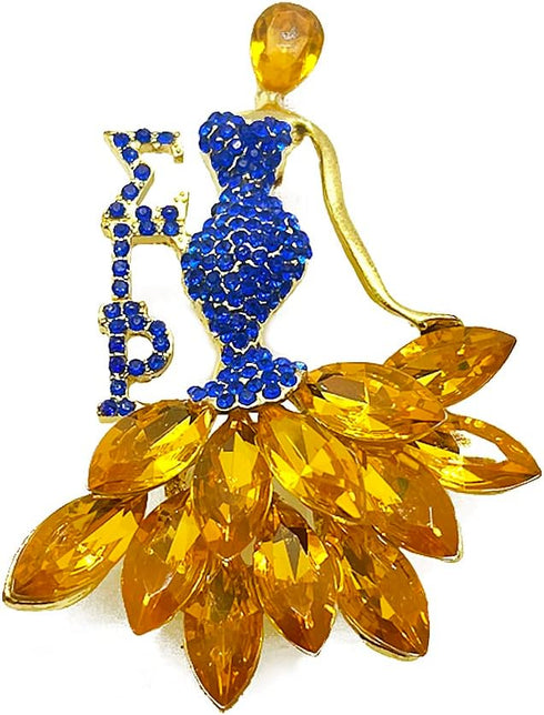 Greek letter sorority SIGMA GAMMA RHO society Shiny Rhinestone Girl Metal Brooch...